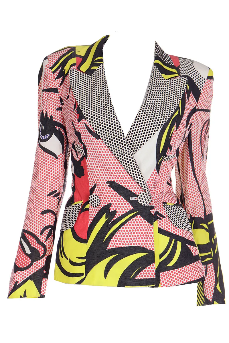 1991 Franco Moschino Roy Lichtenstein Pop Art Pink Yellow Red & Black Jacket