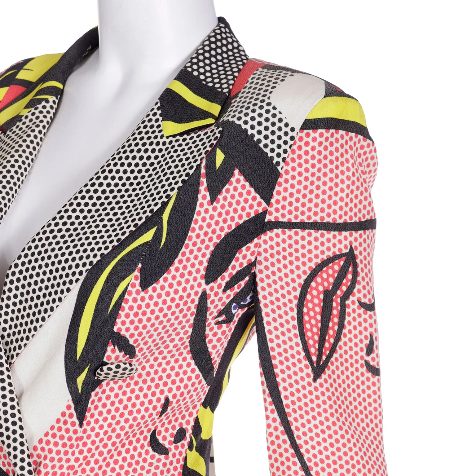 1991 Franco Moschino Roy Lichtenstein Pop Art Pink Yellow Red & Black Jacket