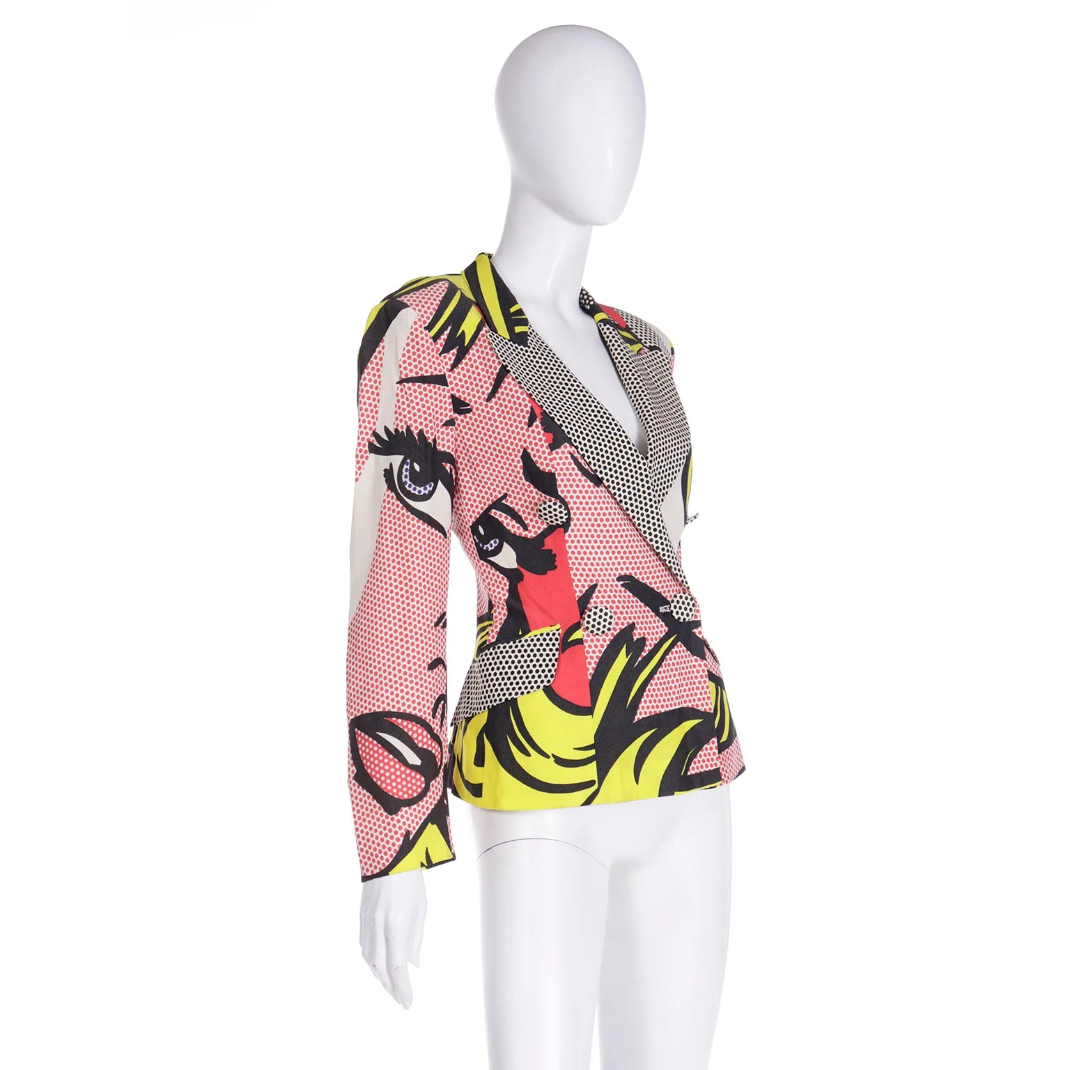 1991 Franco Moschino Roy Lichtenstein Pop Art Pink Yellow Red & Black Jacket