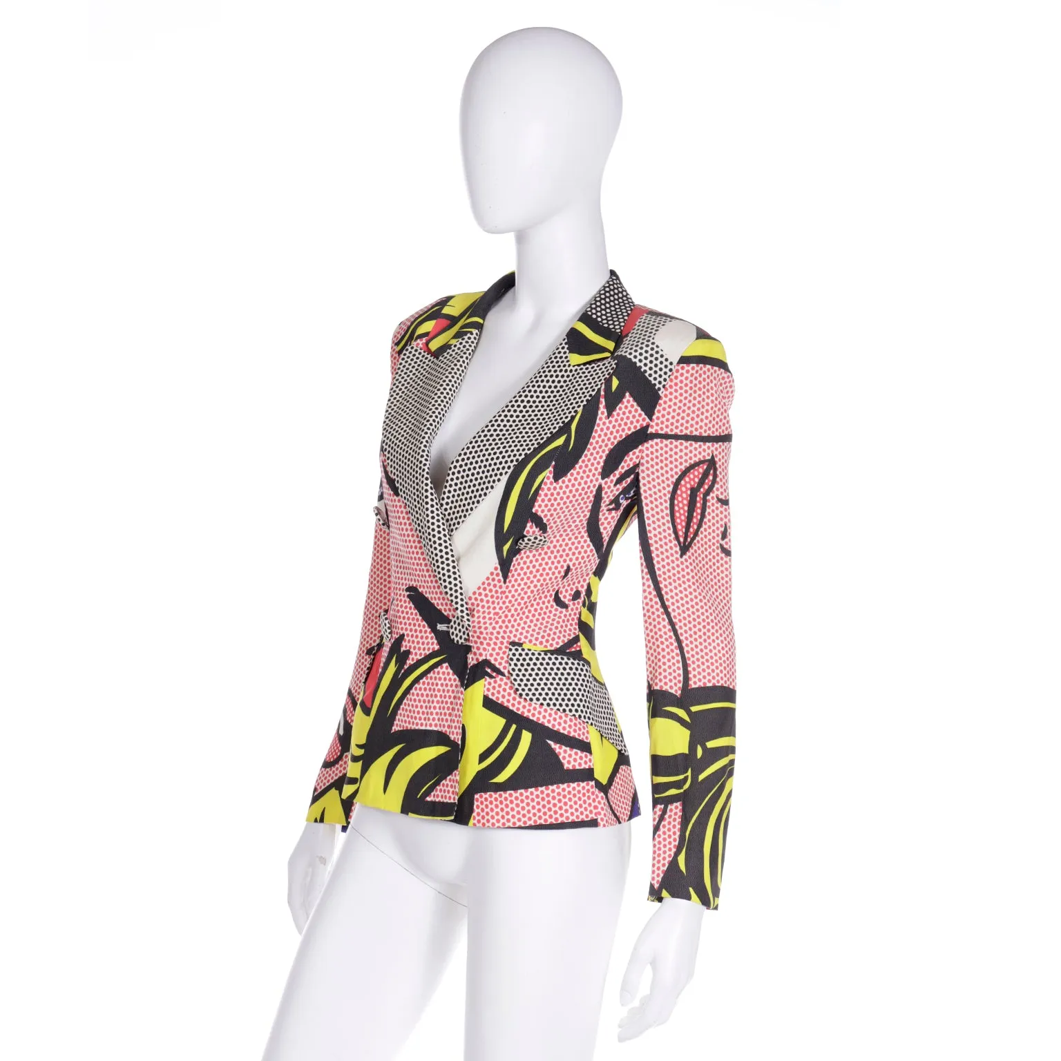 1991 Franco Moschino Roy Lichtenstein Pop Art Pink Yellow Red & Black Jacket