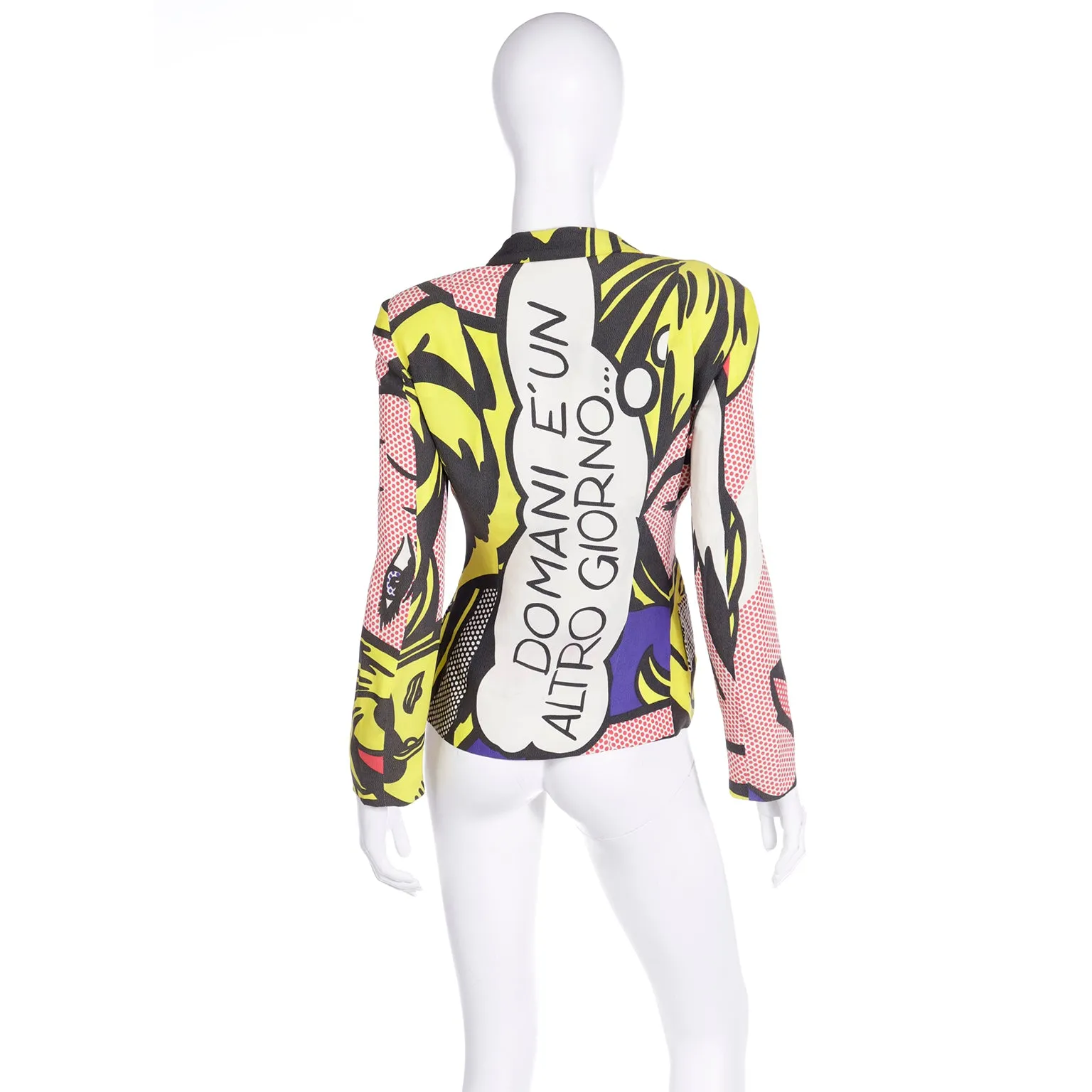 1991 Franco Moschino Roy Lichtenstein Pop Art Pink Yellow Red & Black Jacket