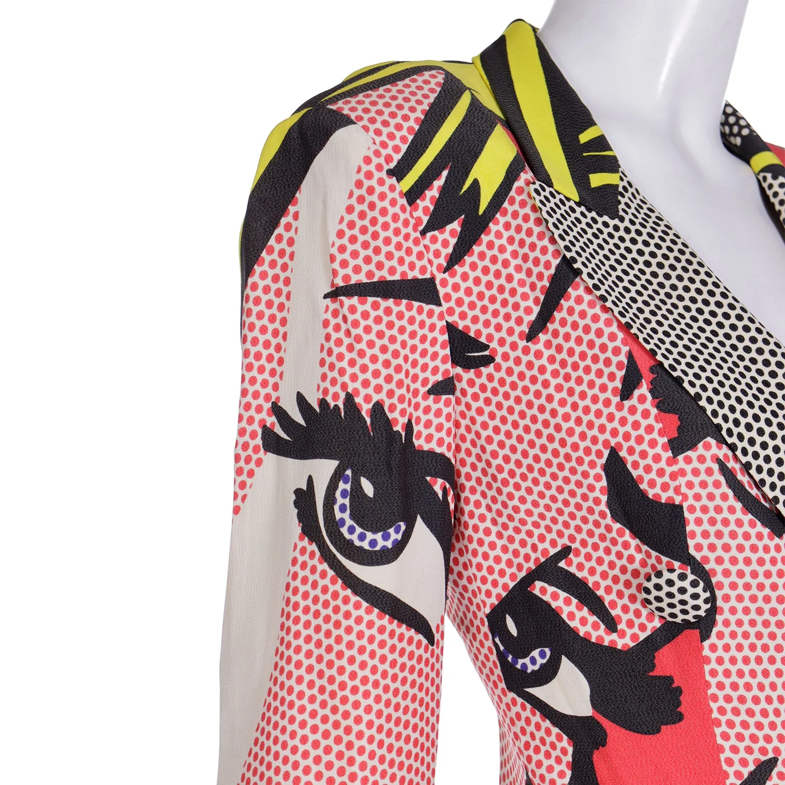 1991 Franco Moschino Roy Lichtenstein Pop Art Pink Yellow Red & Black Jacket