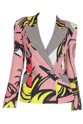 1991 Franco Moschino Roy Lichtenstein Pop Art Pink Yellow Red & Black Jacket