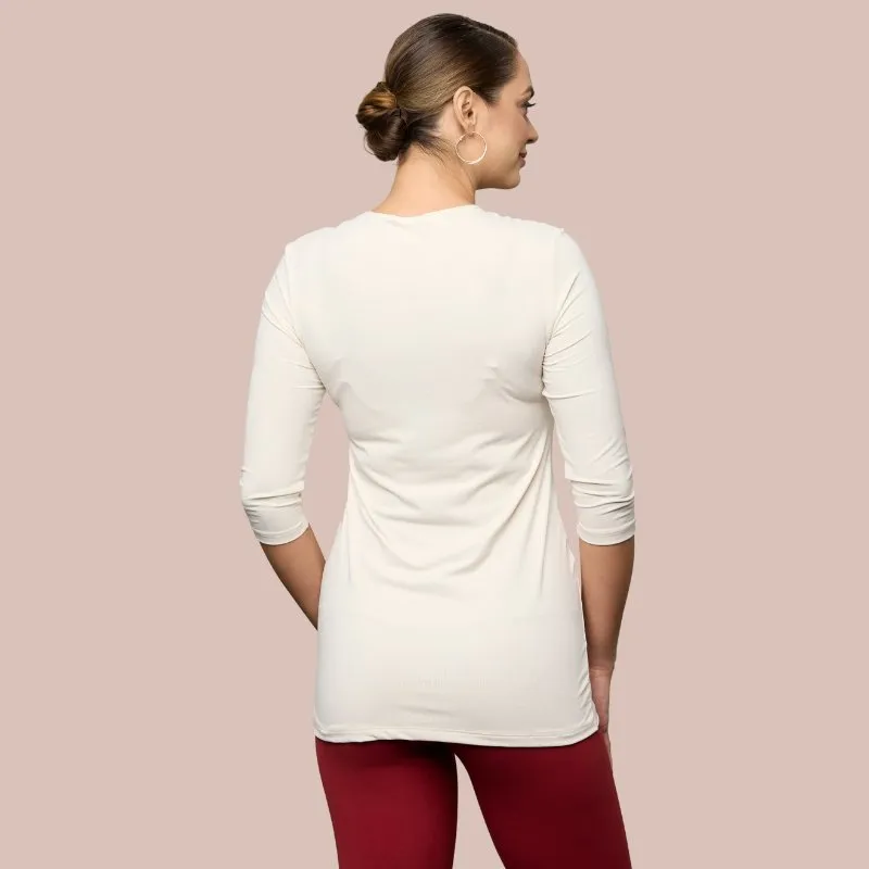 3/4 Sleeve Crew Neck Extra Long Layering Top