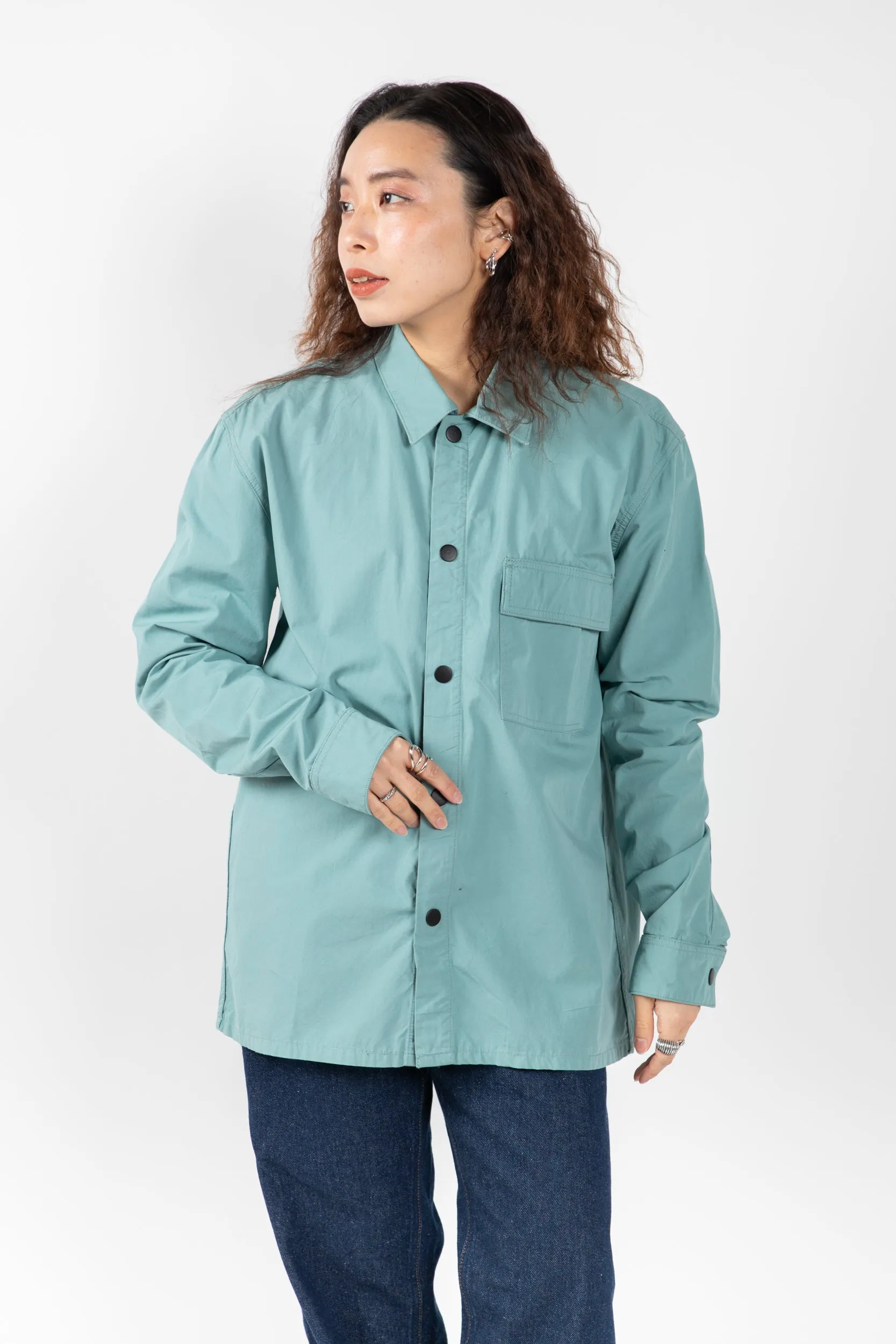 6001 Lightweight Buttoned Overshirt | Eucalyptus