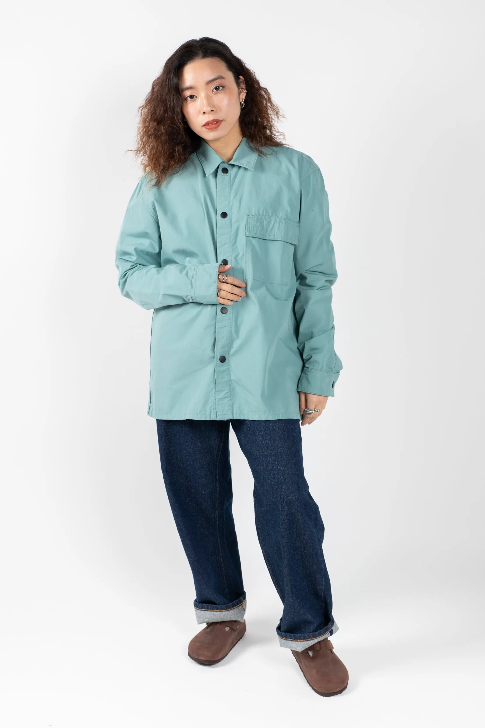 6001 Lightweight Buttoned Overshirt | Eucalyptus