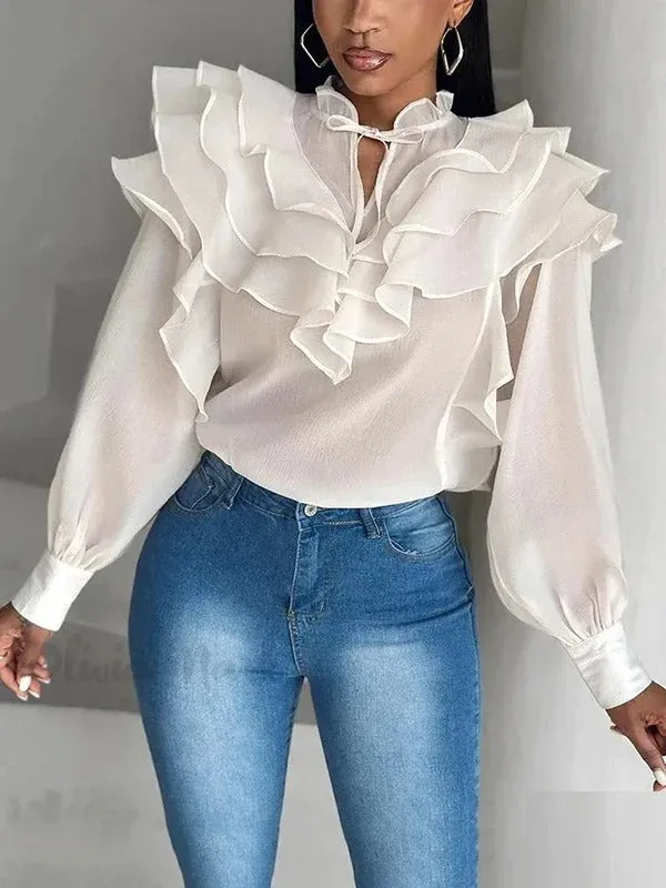 Adelaide - Delicate Floral White Blouse for Women