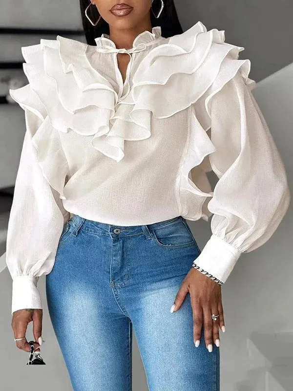 Adelaide - Delicate Floral White Blouse for Women