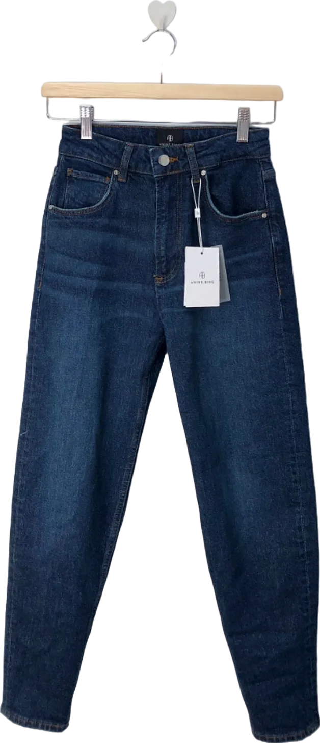 Anine Bing Dark Blue High-Waisted Jeans  Size UK 6