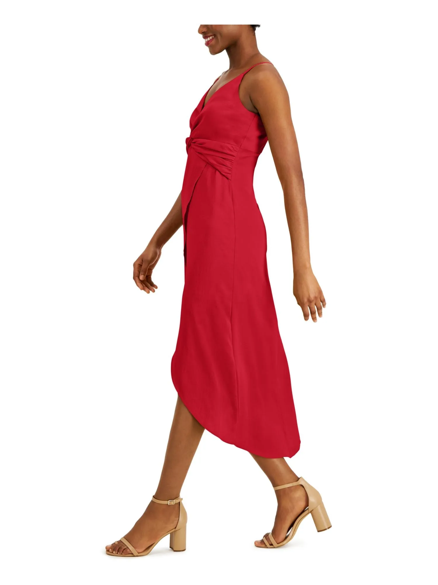 BAR III DRESSES Womens Spaghetti Strap V Neck Midi Party Hi-Lo Dress