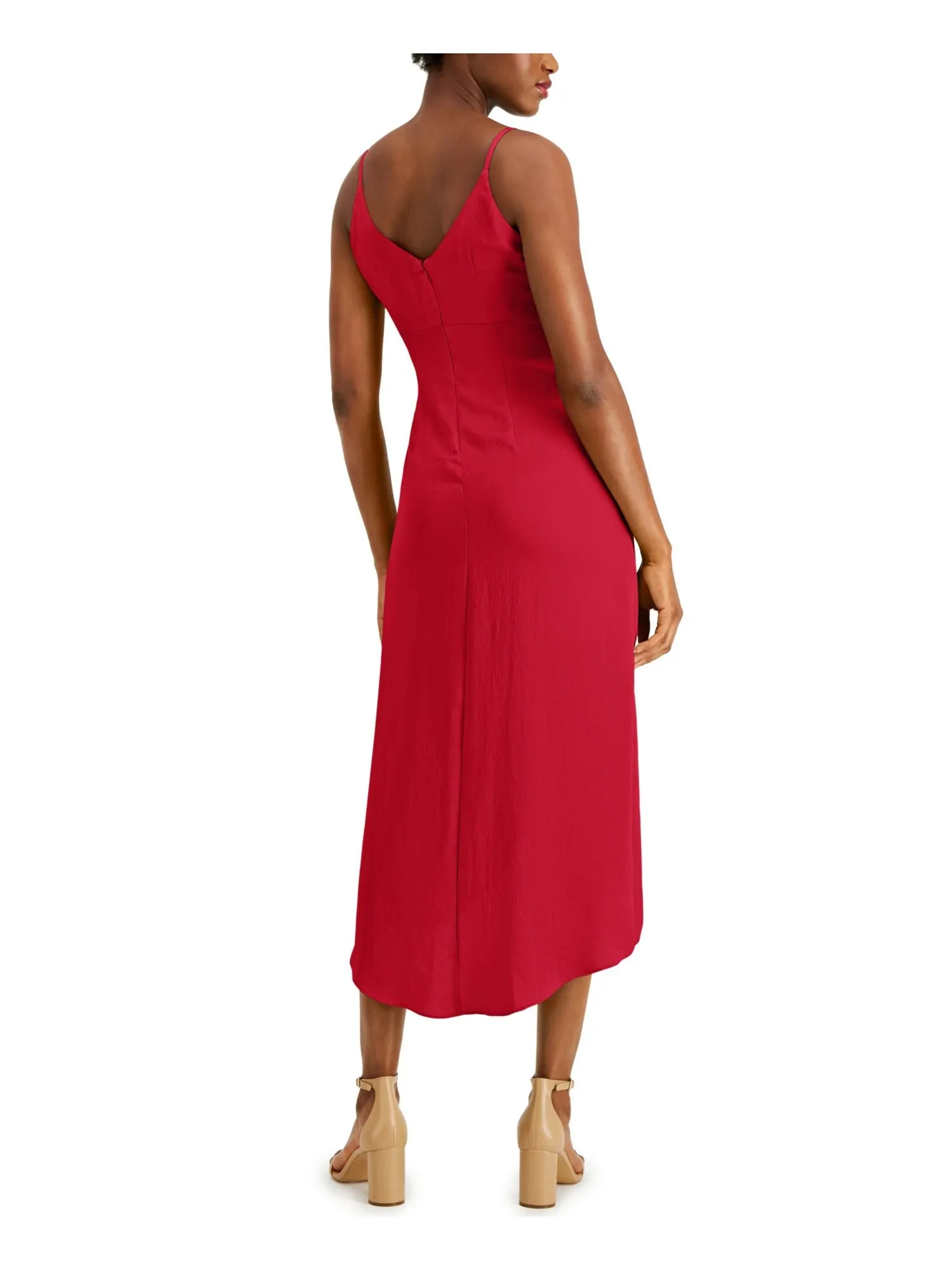 BAR III DRESSES Womens Spaghetti Strap V Neck Midi Party Hi-Lo Dress