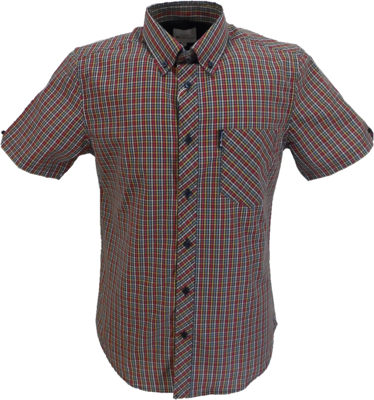 Ben Sherman Mens Scarlet Mini Gingham Check Shirts