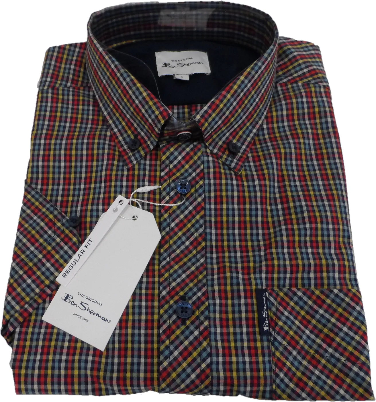 Ben Sherman Mens Scarlet Mini Gingham Check Shirts