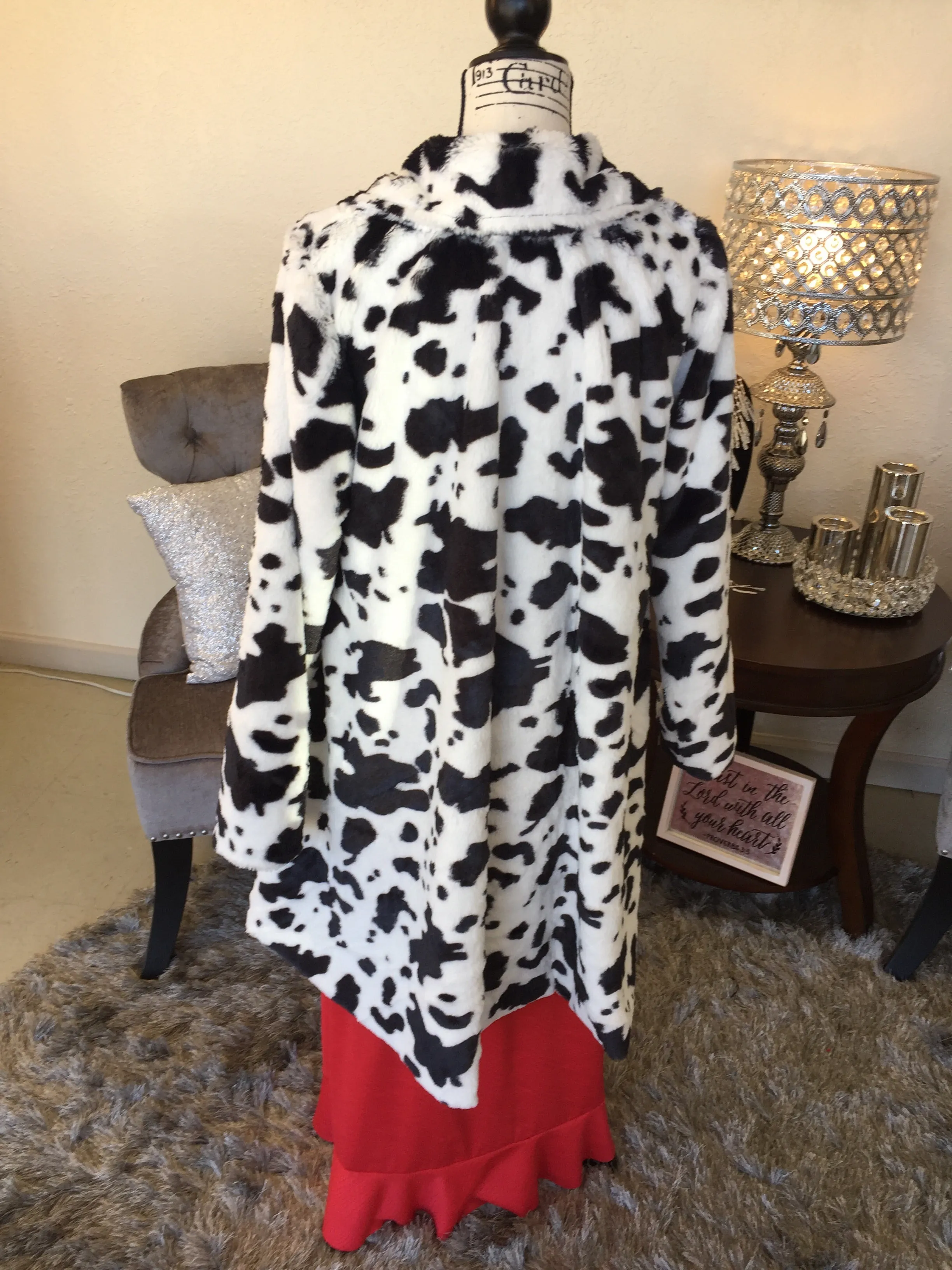 Black and White Cow Print Swing Coat