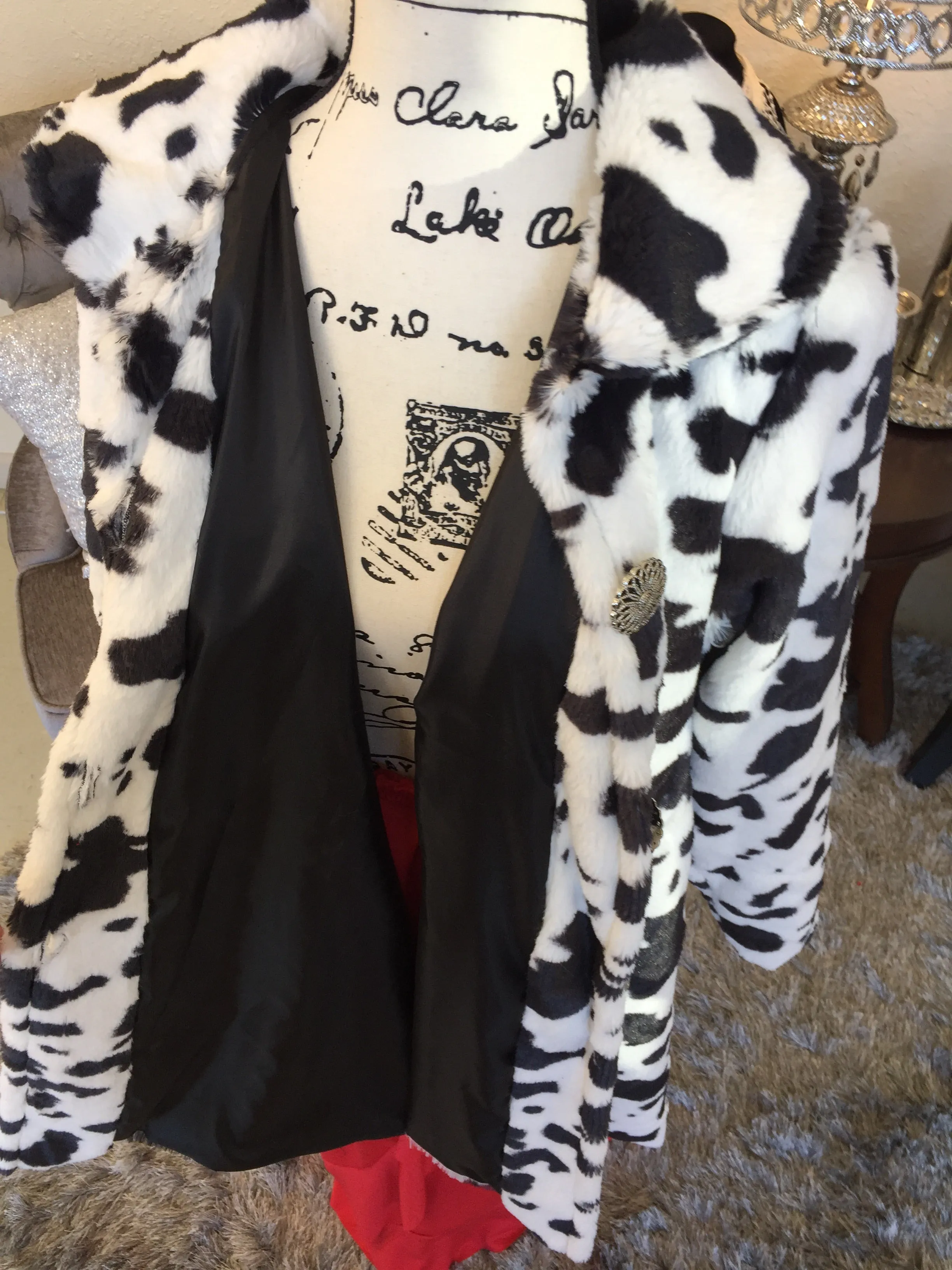 Black and White Cow Print Swing Coat