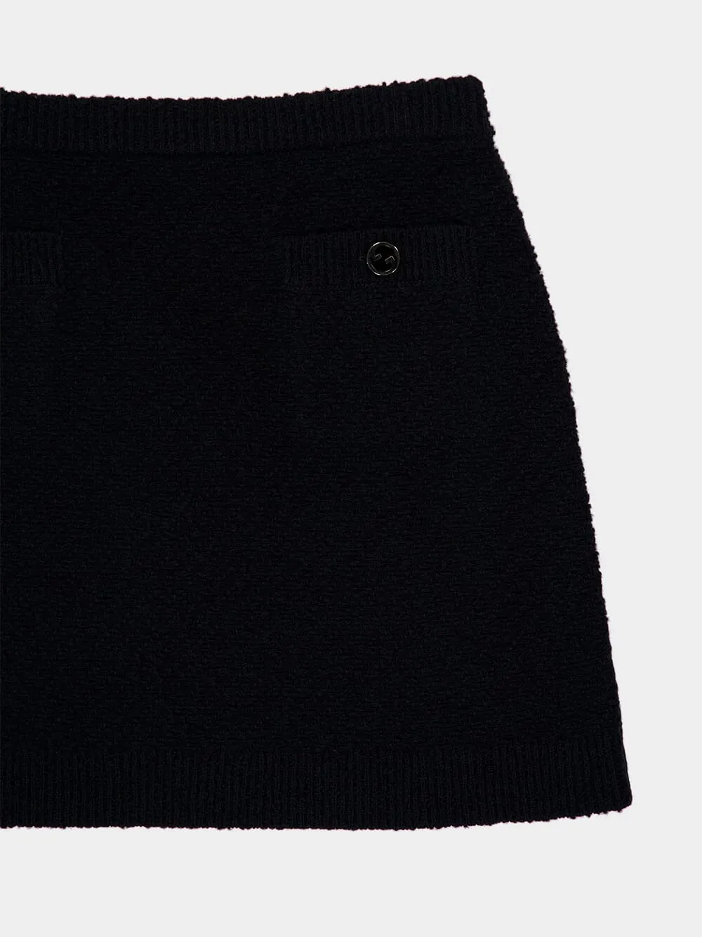 Black Wool Bouclé Mini Skirt