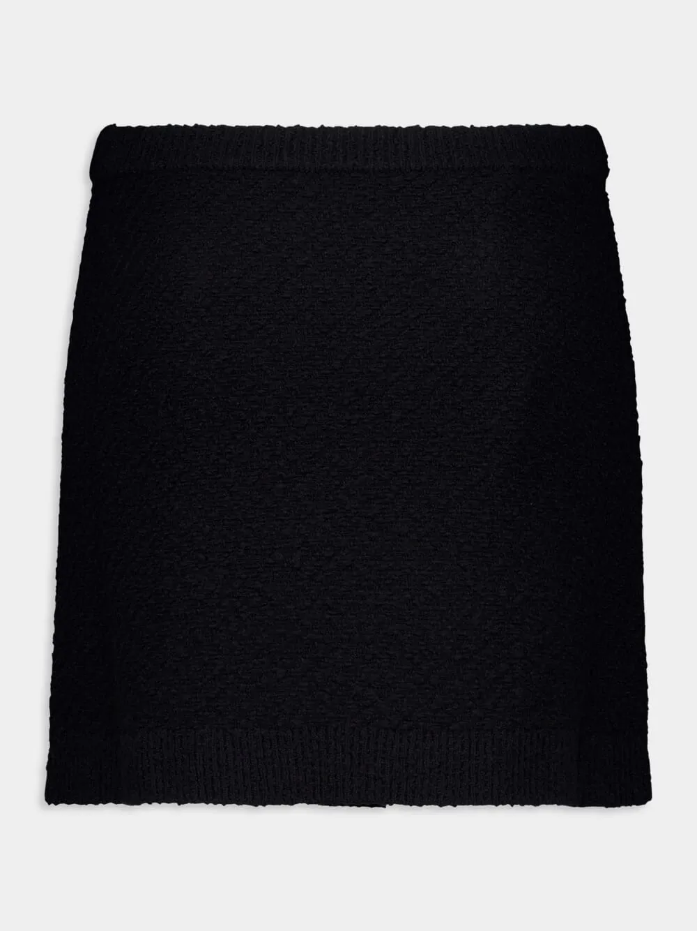 Black Wool Bouclé Mini Skirt