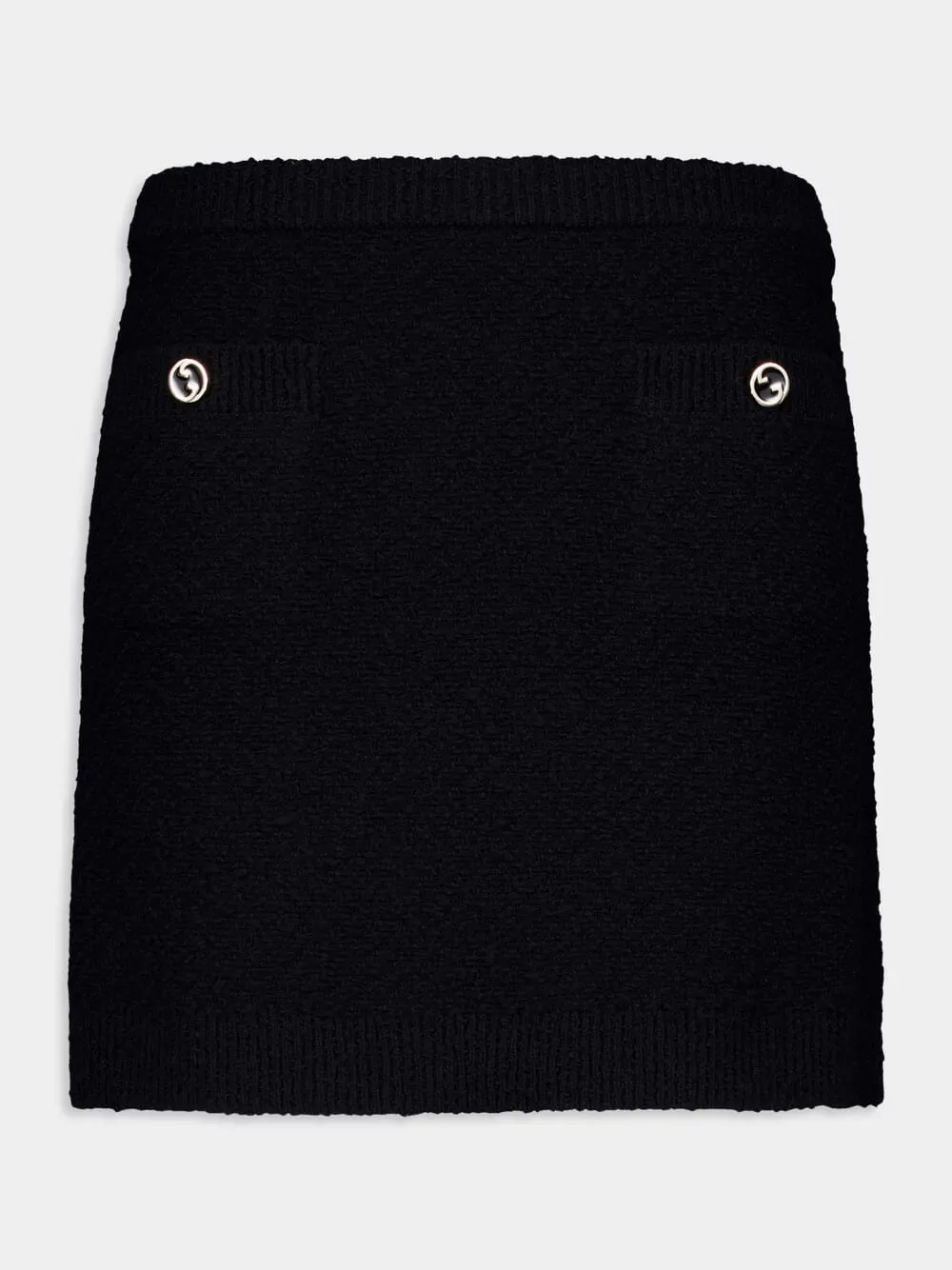 Black Wool Bouclé Mini Skirt