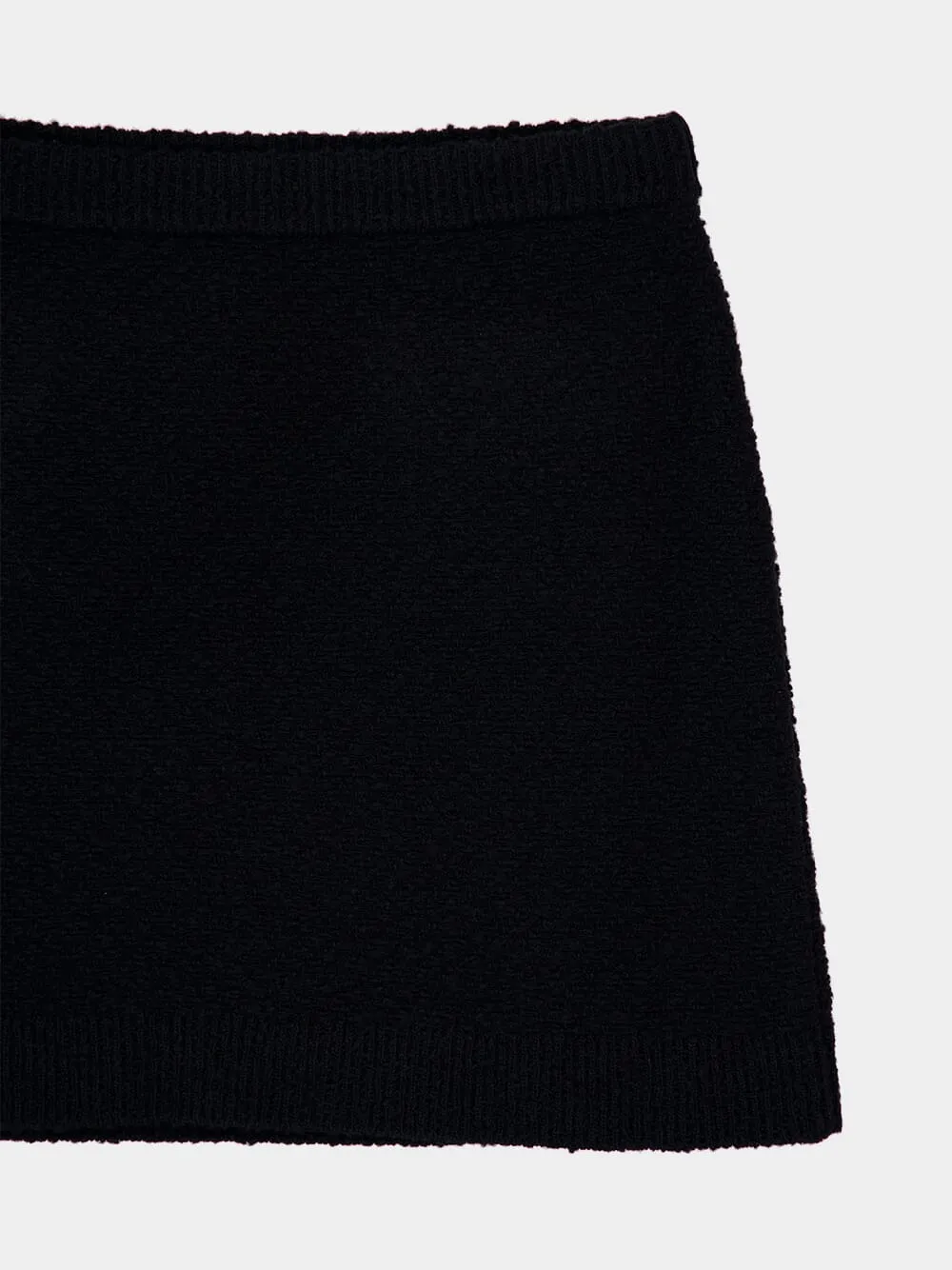 Black Wool Bouclé Mini Skirt