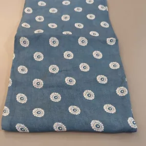 Blue & White Motifs Viscose Muslin Silk Fabric