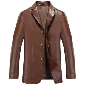 BRADLEY Men's Fashion Premium Quality 100% Genuine Leather Style Brown Blazer Suit Jacket