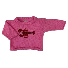 Bright Pink Lobster Roll Neck Sweater