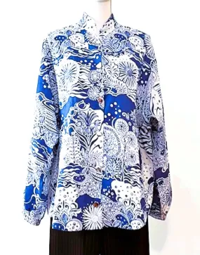 Casual Floral Jacket, Easy Fit. Fresh Look. (Blue)