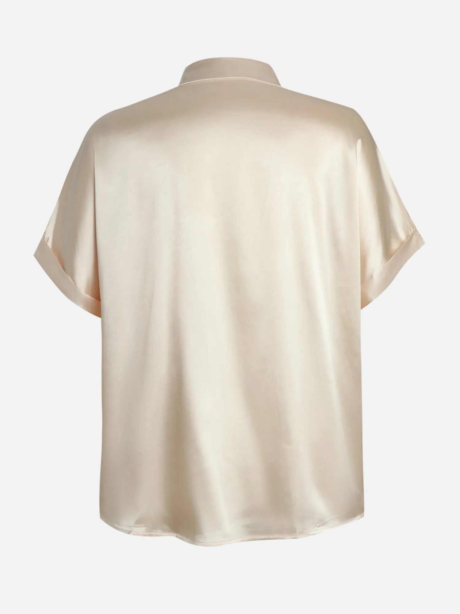 Champagne Satin Polo Blouse