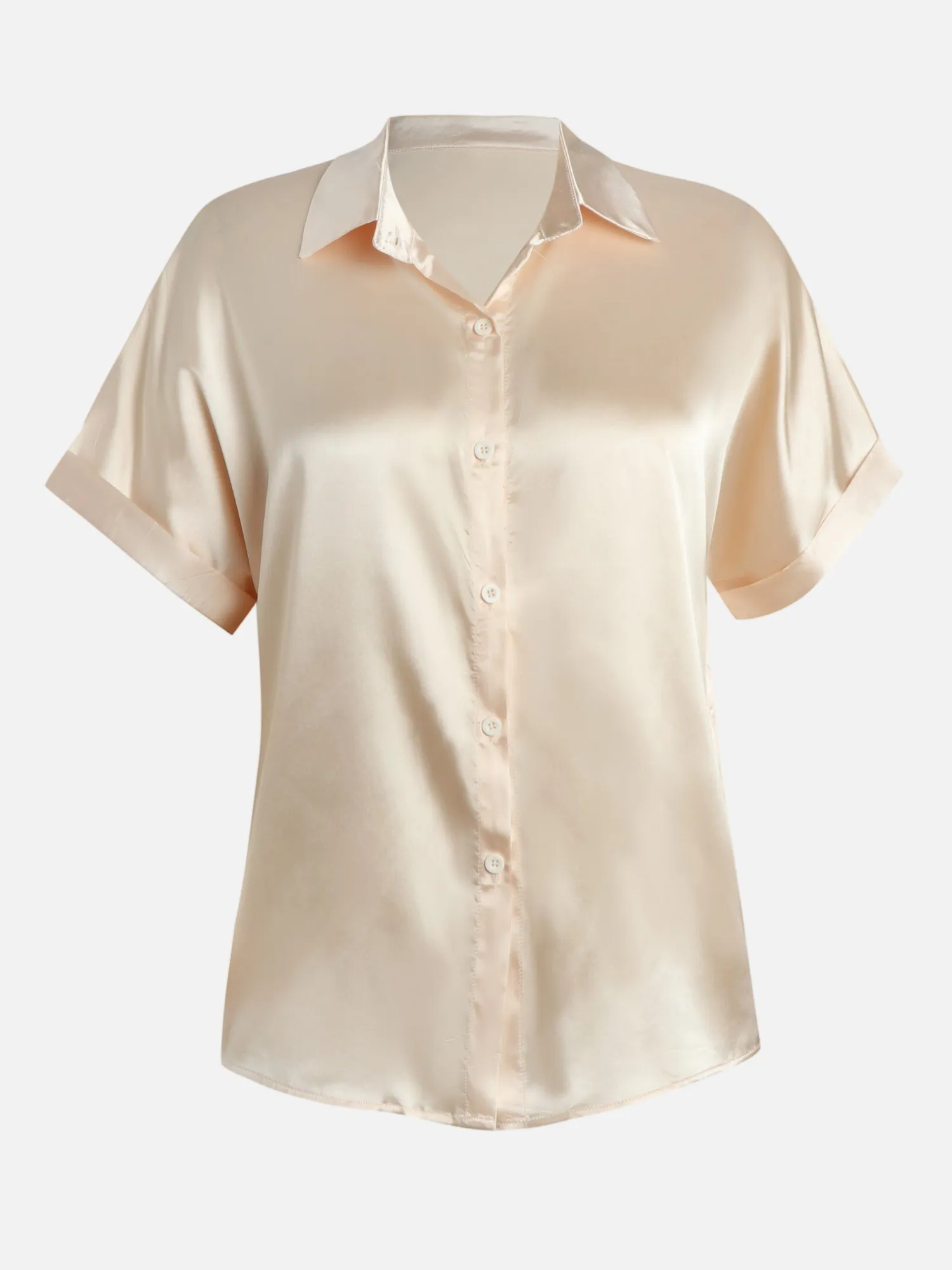 Champagne Satin Polo Blouse