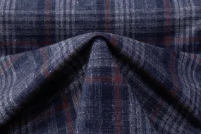 Checked Italian Wool Suiting - Blue / Brick Red