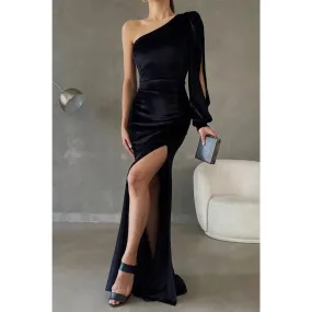 Chic & Modern One Shoulder Long Sleeves Evening Dress Prom Gown