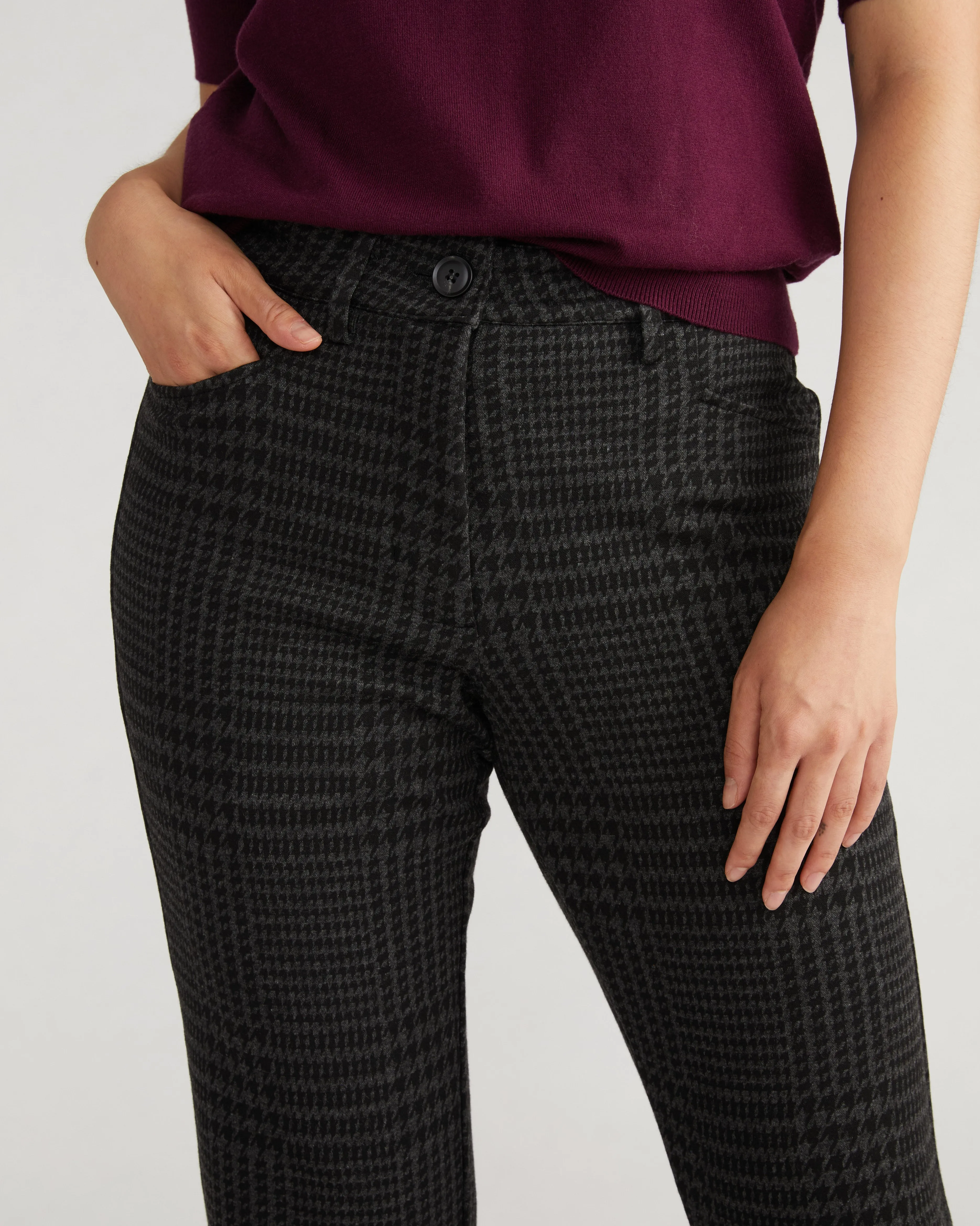 Cigarette Ponte Pants - Storm Houndstooth