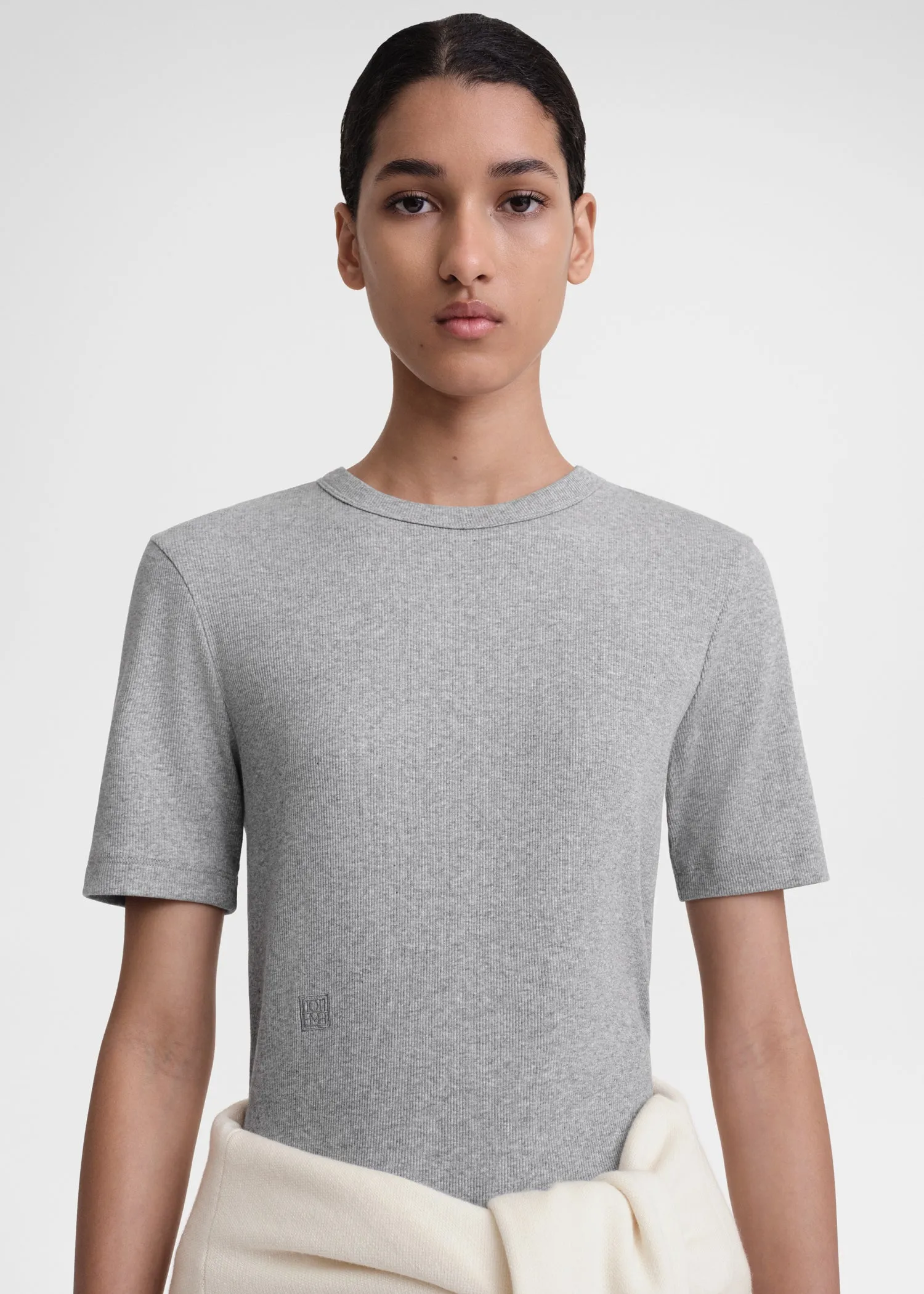 Classic rib tee grey melange