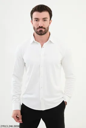 Crisp White Formal Shirt with Modern Design.