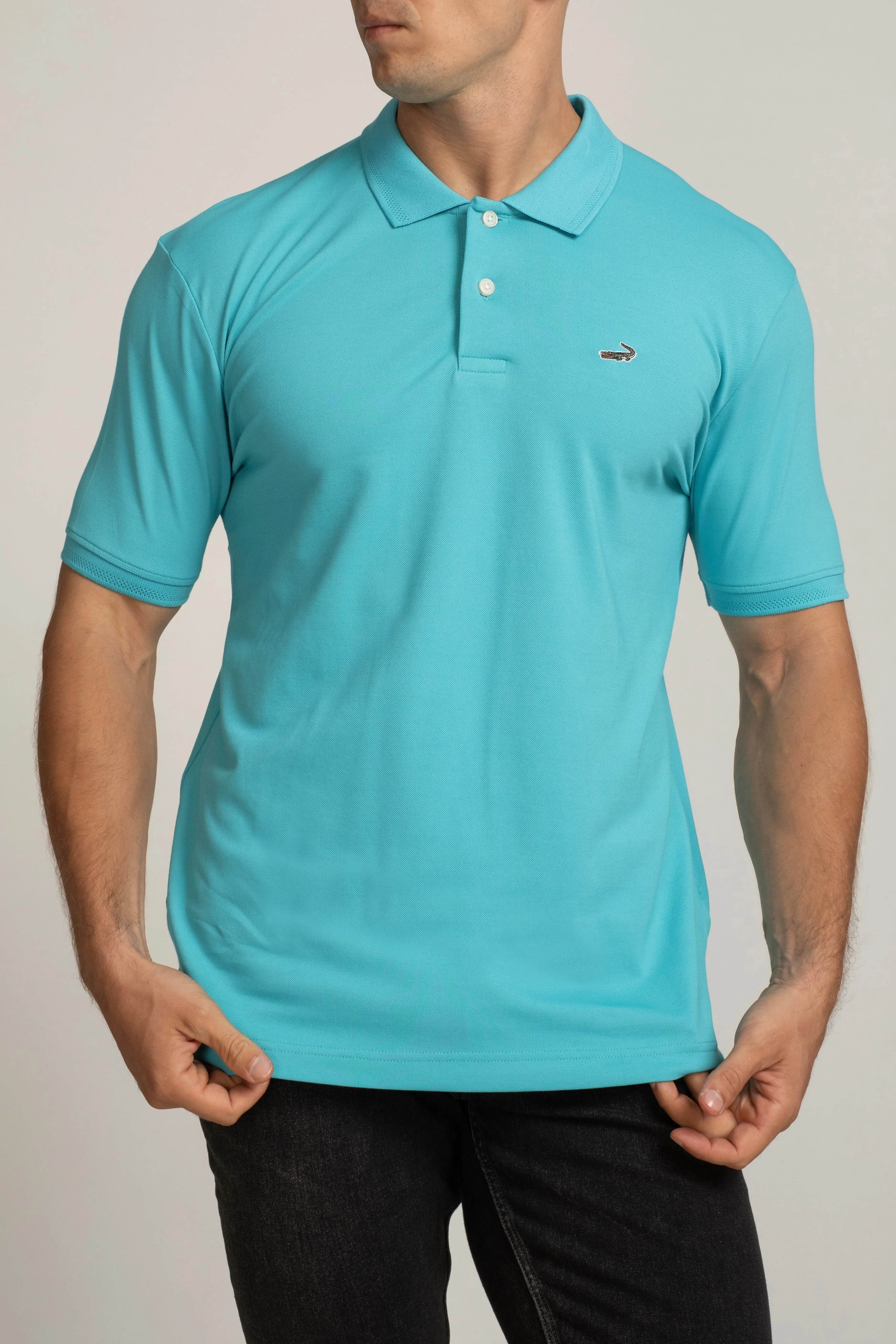 Crocodile Polo T-Shirts Peacock Blue