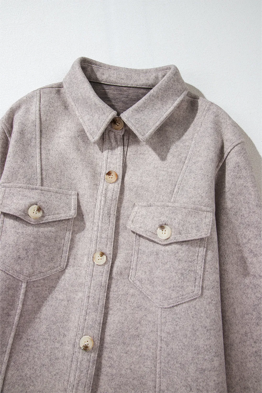 Flap Pockets Buttoned Shacket