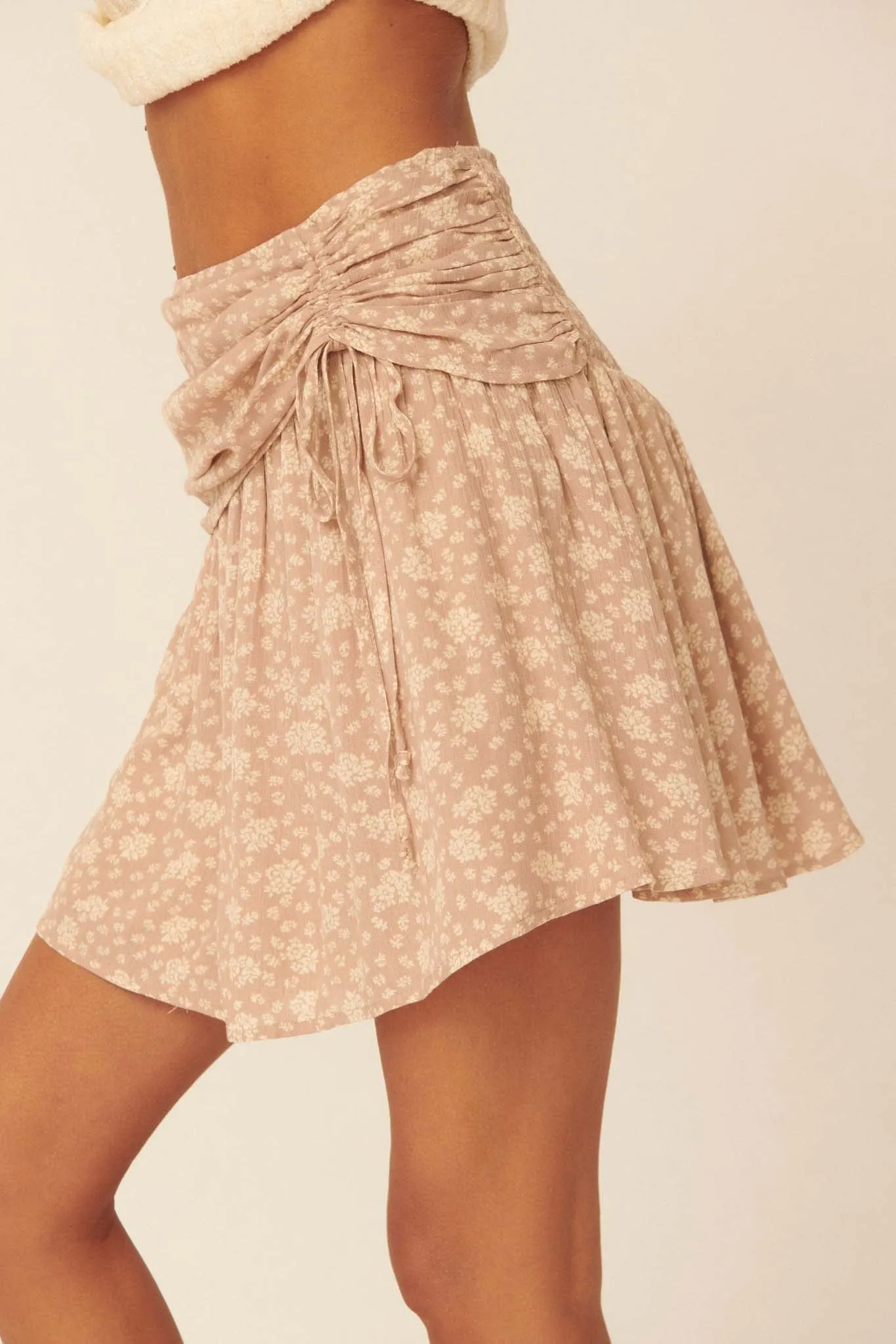 Fresh Flowers Ruched Floral Skater Skirt