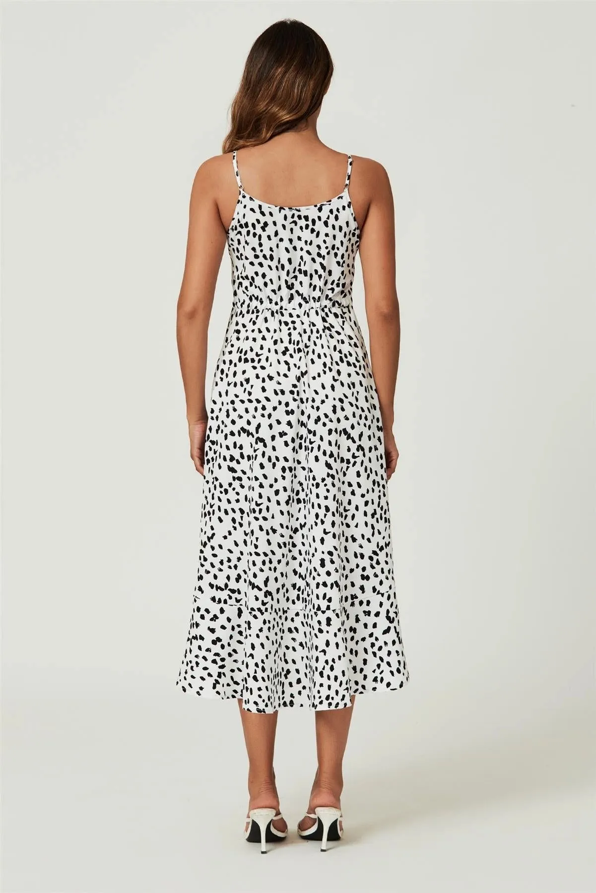 FS Collection Button Front Cami White Leopard Dress