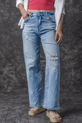 Giana High Rise Distressed Straight Leg Jeans