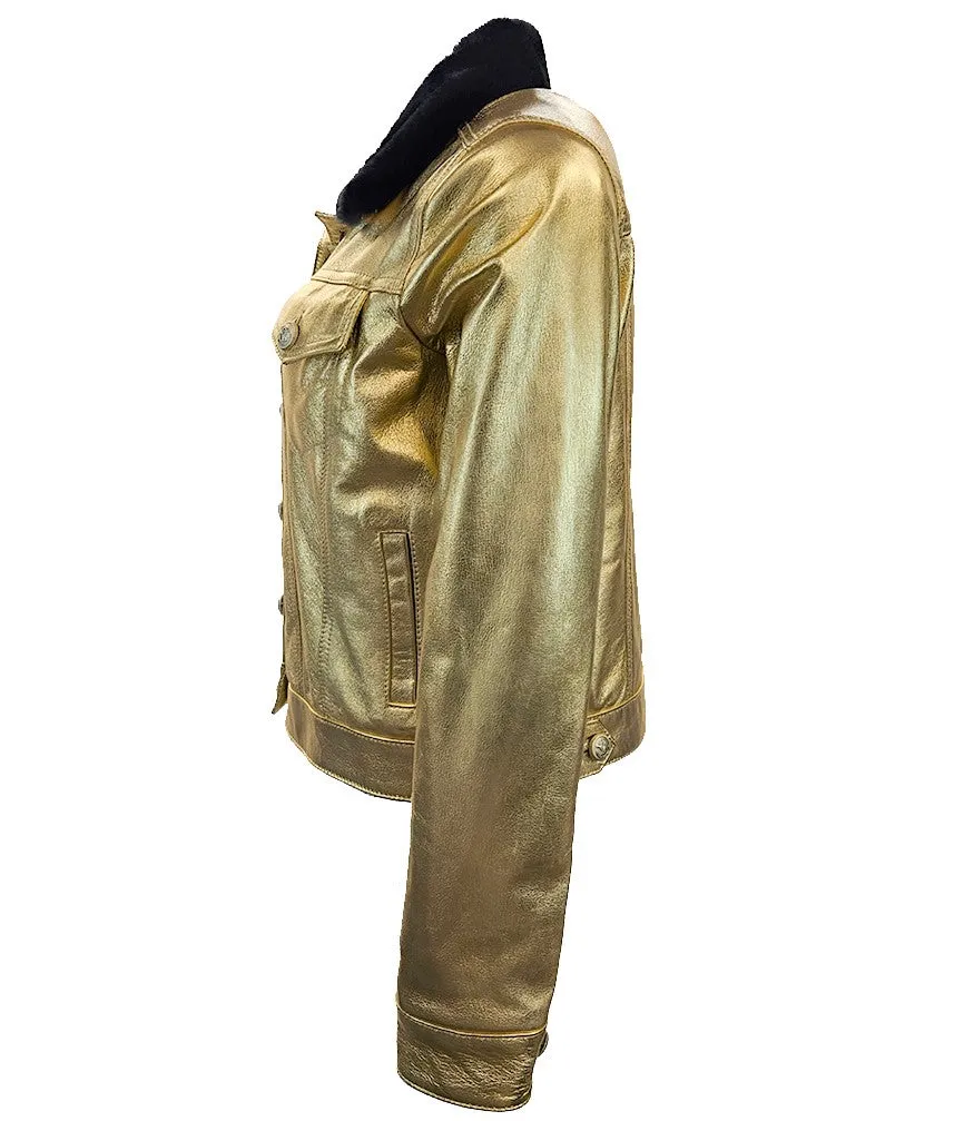 Gold/Black Leather Jacket