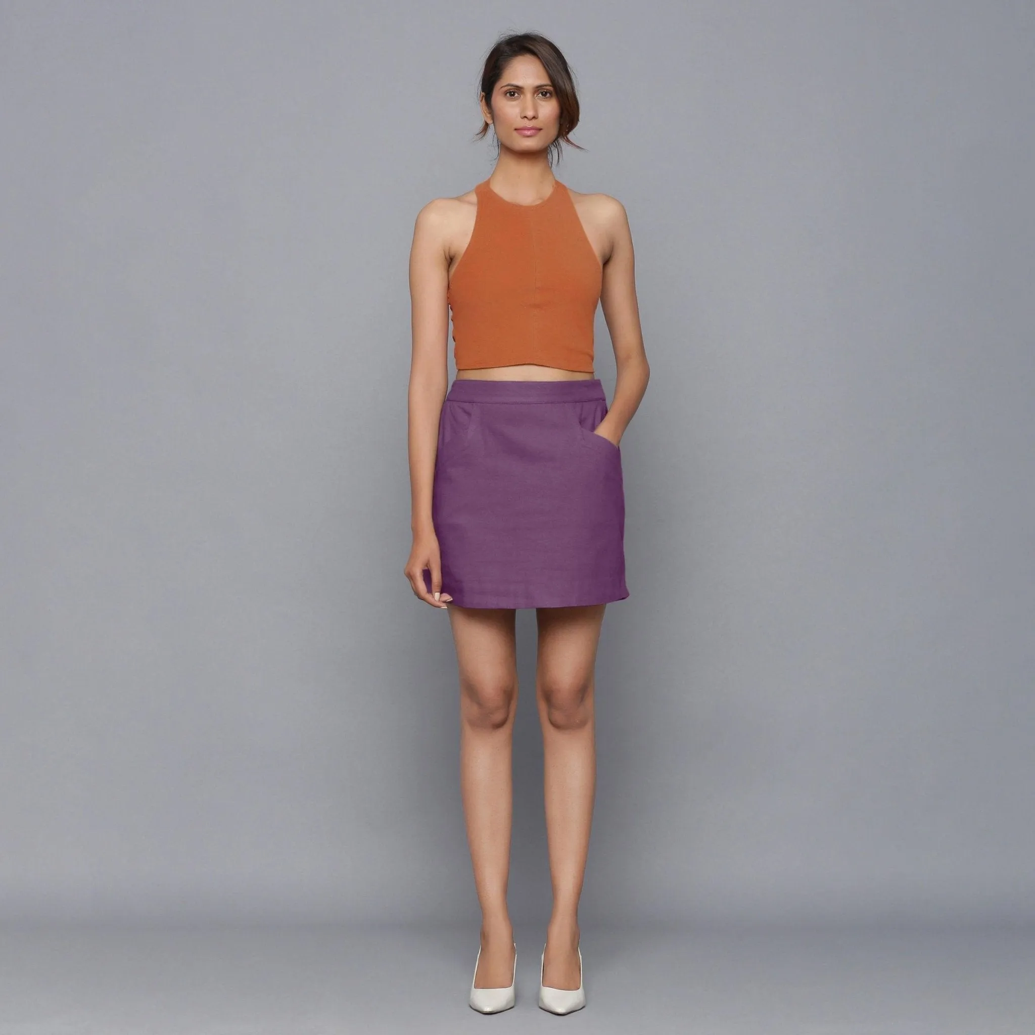 Grape Wine Warm Cotton Flannel Mini Pencil Skirt