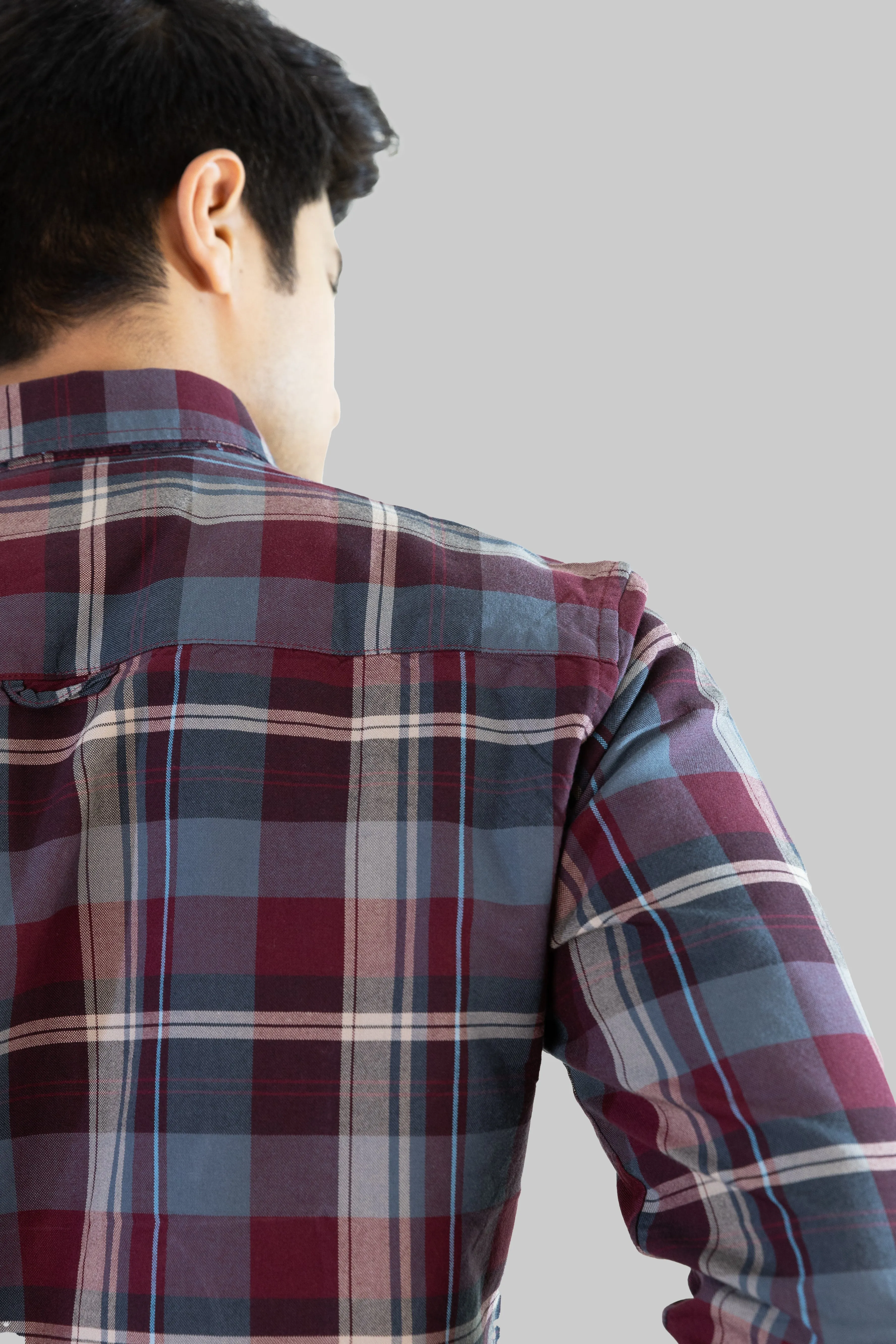 Gridline Checkered Shirt - Maroon