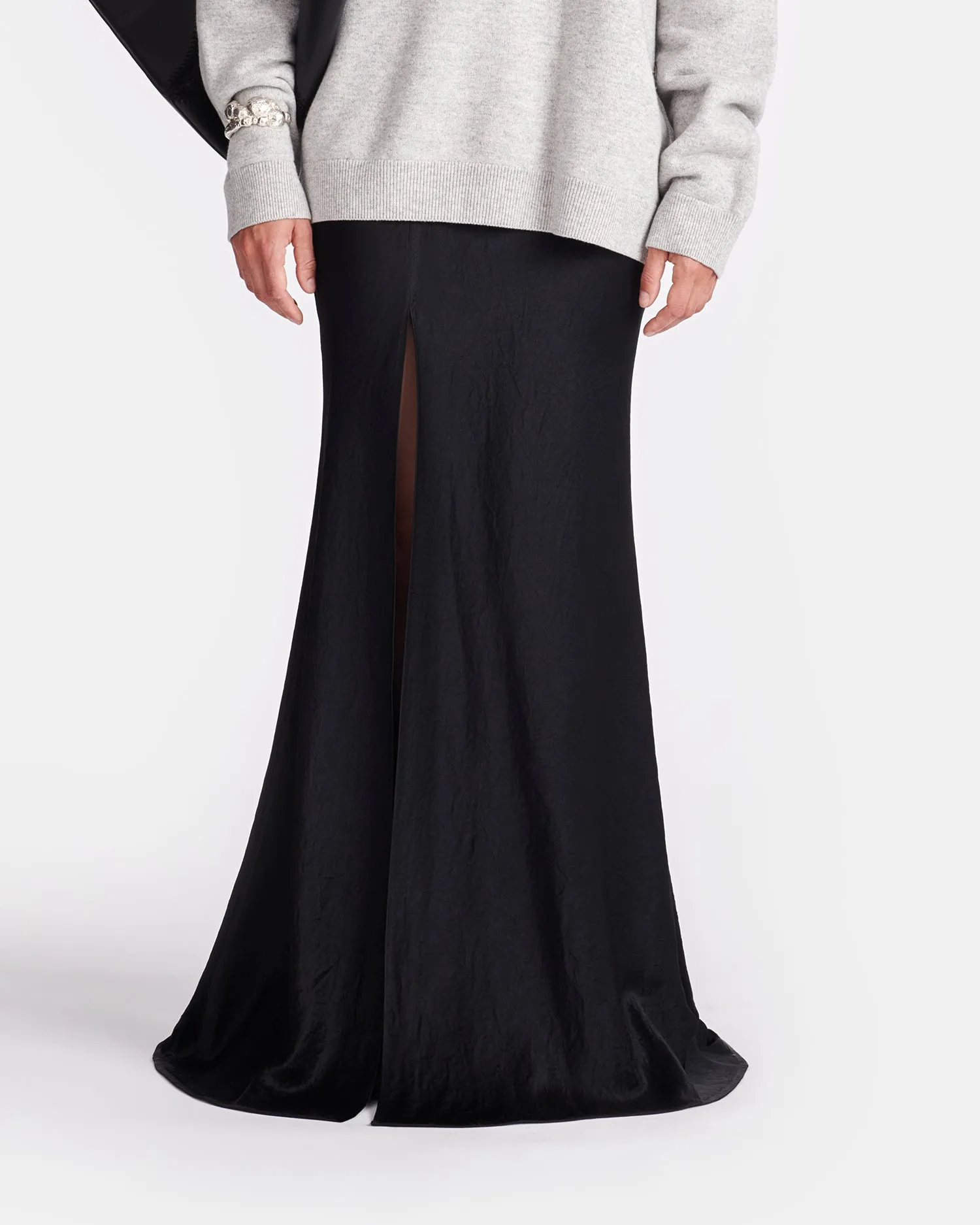 Harlow - Crinkled-Satin Maxi Skirt - Black