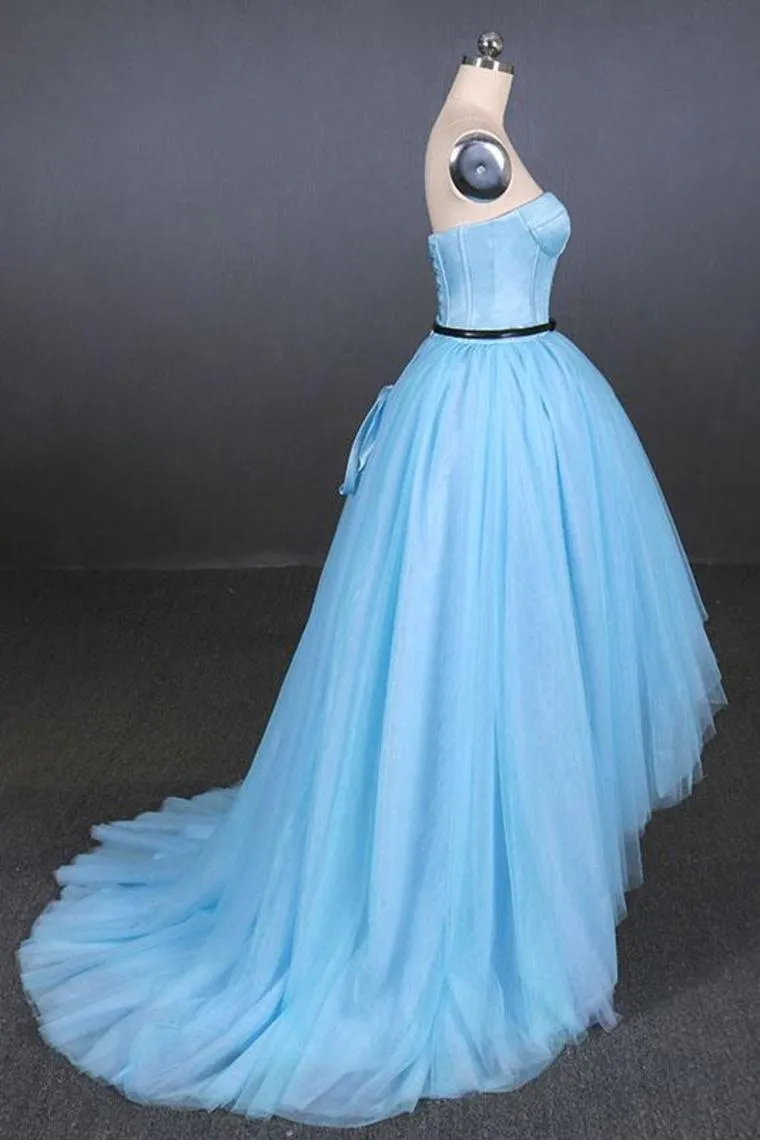 High Low Strapless Tulle Prom Dresses Evening Dresses Strapless