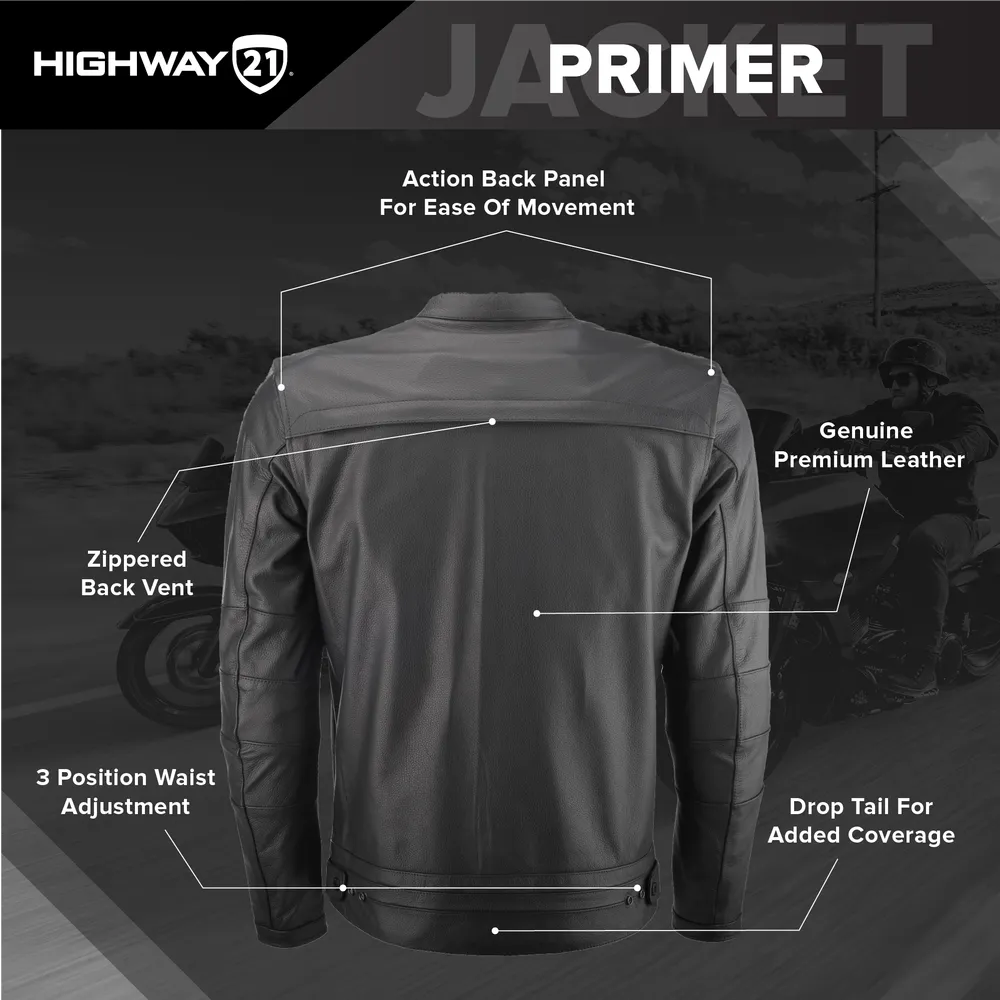 Highway 21 Primer Leather Motorcycle Riding Jacket