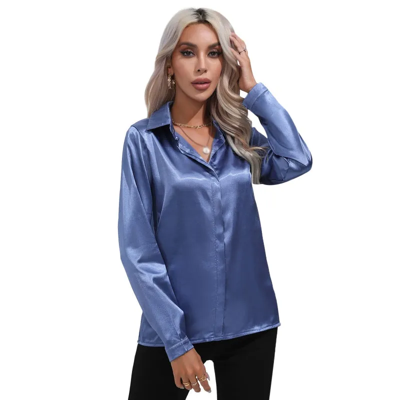 Imelda - Sleek Satin Work Shirt for Women