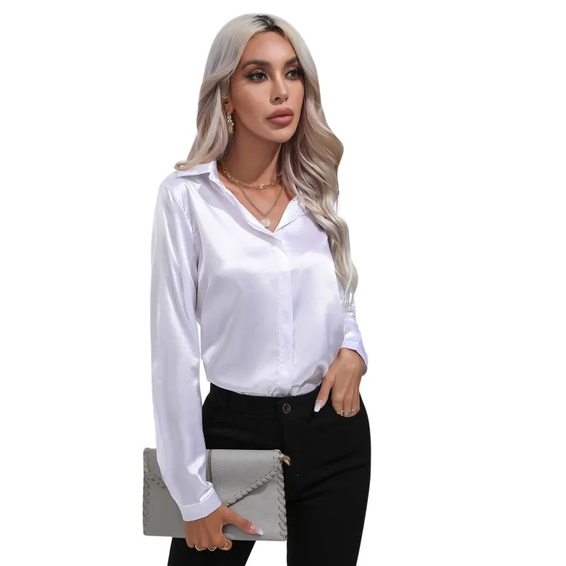 Imelda - Sleek Satin Work Shirt for Women