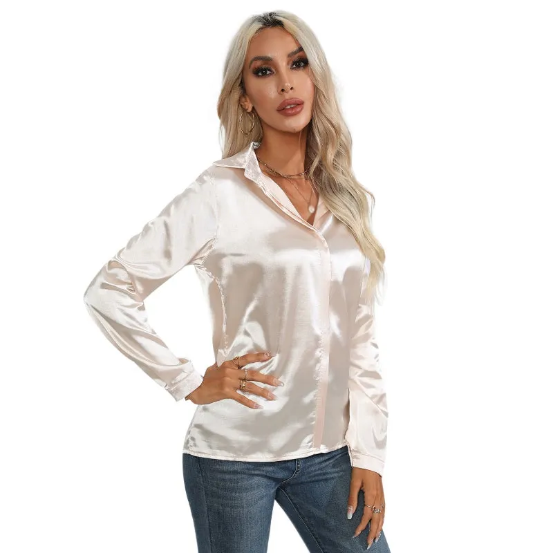 Imelda - Sleek Satin Work Shirt for Women