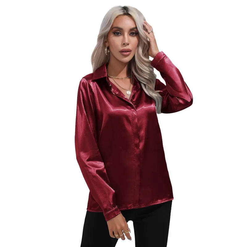 Imelda - Sleek Satin Work Shirt for Women