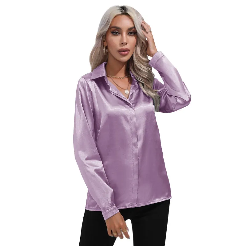 Imelda - Sleek Satin Work Shirt for Women